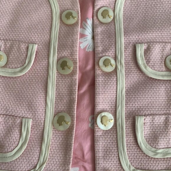 MOSCHINO Couture Italy Pink Jacket IVORY WHITE HEART TRIM USA 4 IT38 BOLERO - Picture 6 of 16